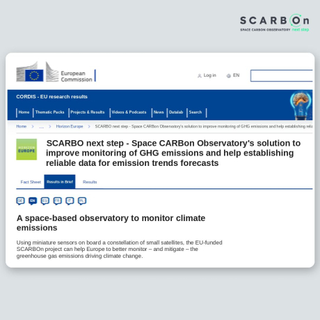 New CORDIS article on SCARBOn’s space-based emissions observatory